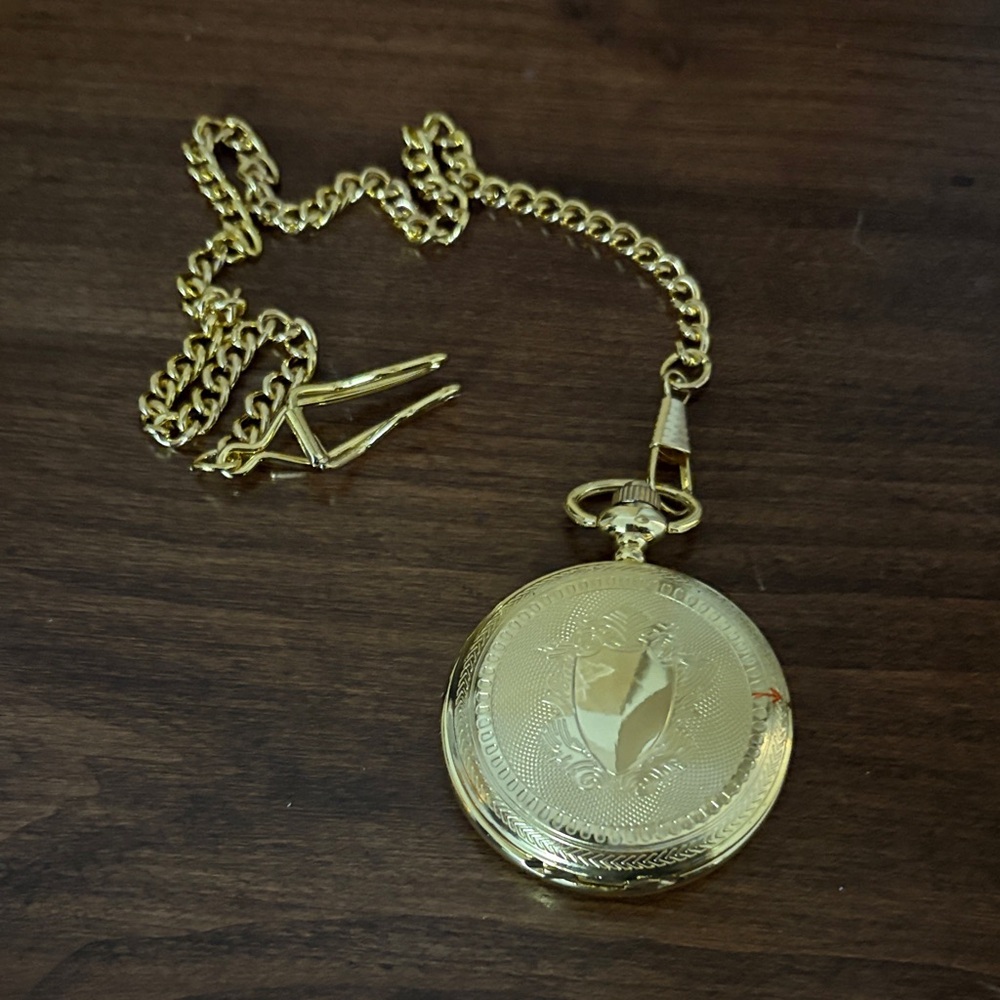 VON HATTENBERG Gold Toned Pocket Watch with Chain